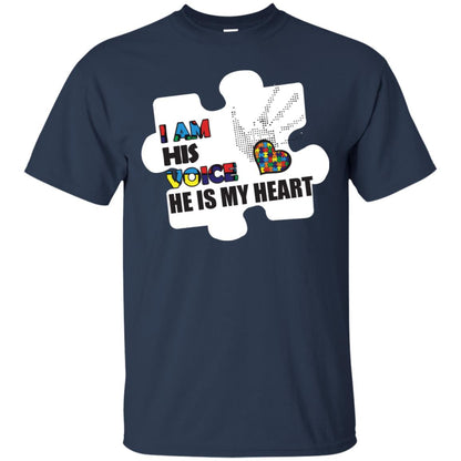 I Am His Voice He Is My Heart Autism Awareness Gift Shirt Navy
