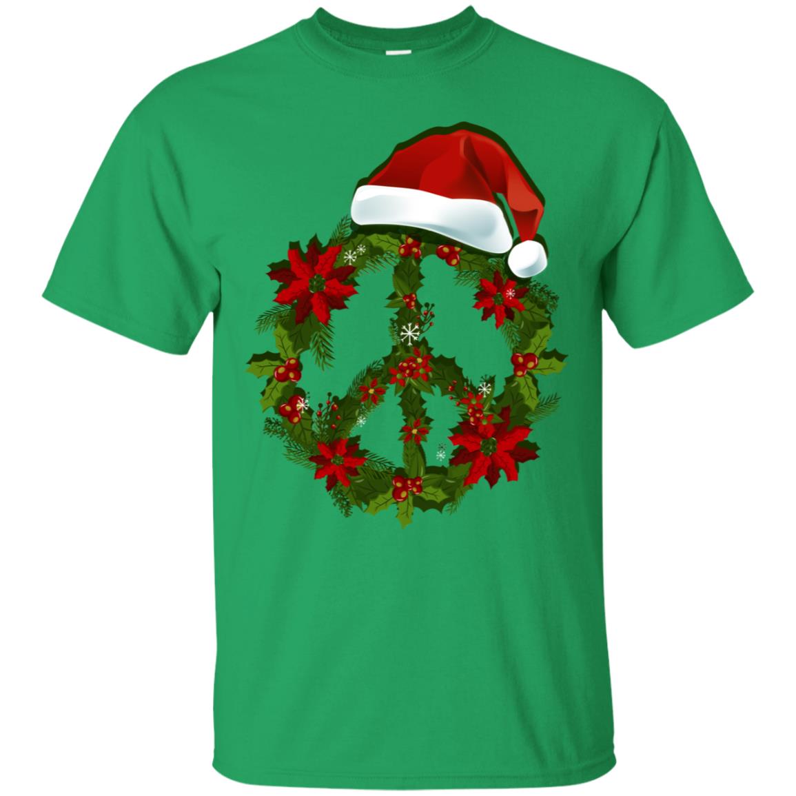 Peace Sign Christmas Wreath Gift Shirt For Men Women Kids Irish Green