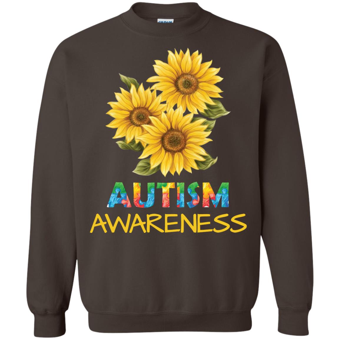 Autism Awareness Sunflower Shirt Dark Chocolate