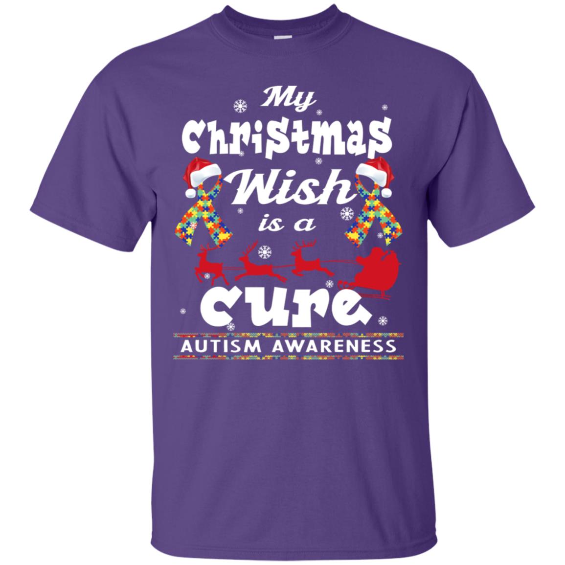 My Christmas Wish Is A Cure Autism Awareness X-mas Gift Shirt Purple