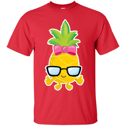 Funny Pineapple With Glasses For Girls Womens Shirt Red
