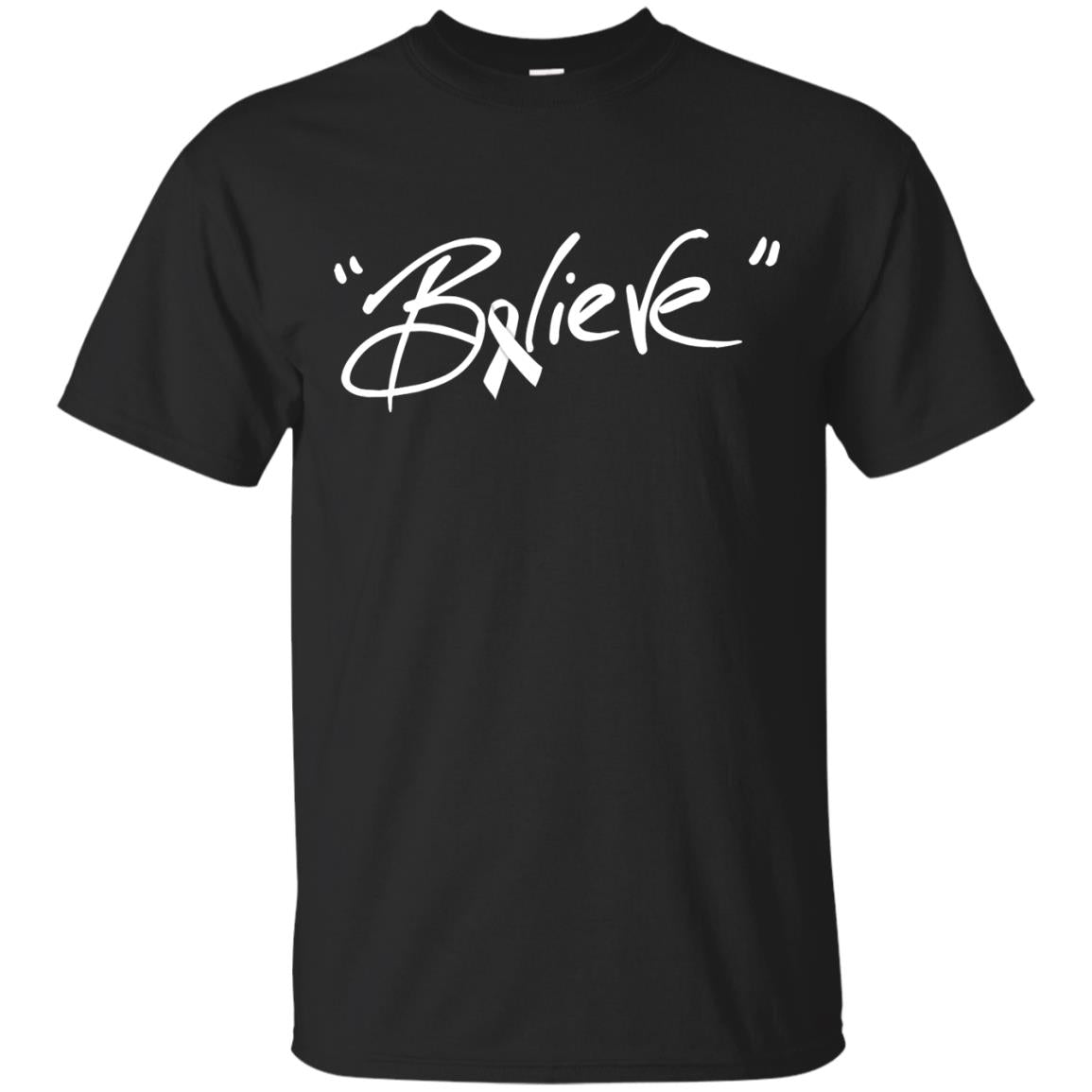 Lung Cancer Awareness Shirt Clear Ribbon Believe Black