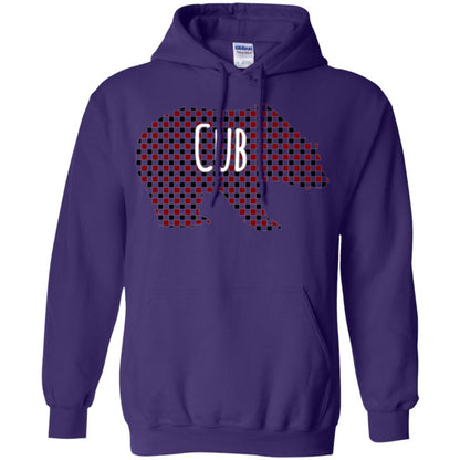 Family Christmas T-shirt Red Plaid Cub Bear Purple