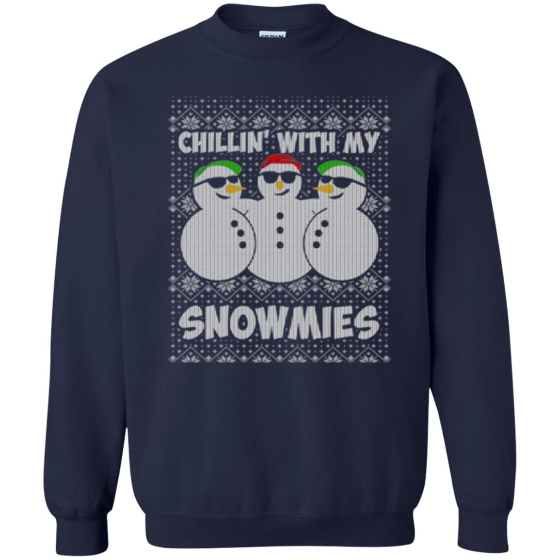 Christmas T-shirt Chillin With My Snowmies Navy