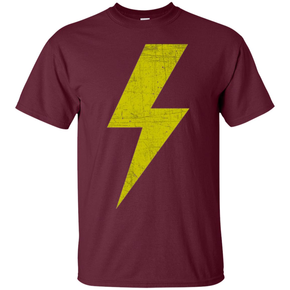 Retro Distressed Yellow Lighting Bolt T Shirt Maroon