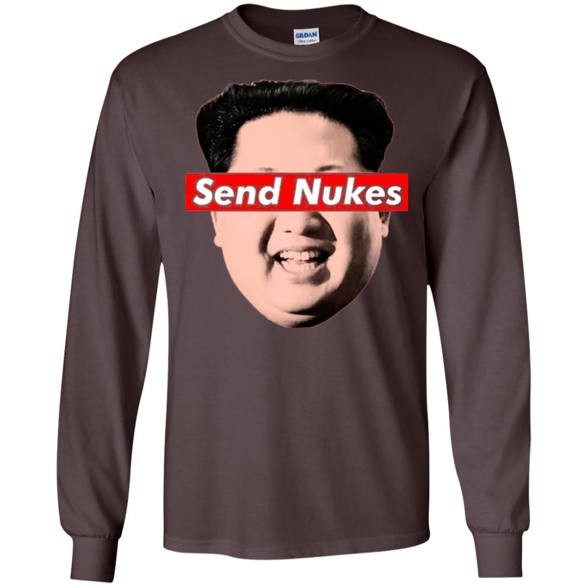 Funny Parody Novelty T-shirt Send Nukes Kim Jong Un Dark Chocolate
