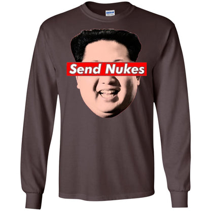Funny Parody Novelty T-shirt Send Nukes Kim Jong Un Dark Chocolate