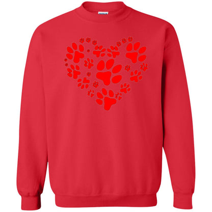 Dog Lover T-shirt Dog Paw Heart Valentine T-shirt Red