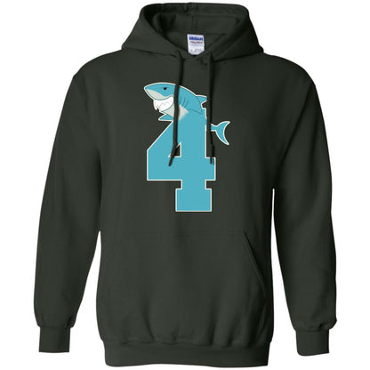 4th Birthday Shark Party Shirt Forest Green