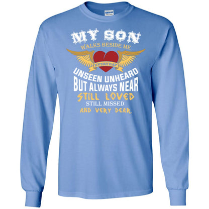 Family T-shirt My Son Walks Beside Me Everyday Carolina Blue