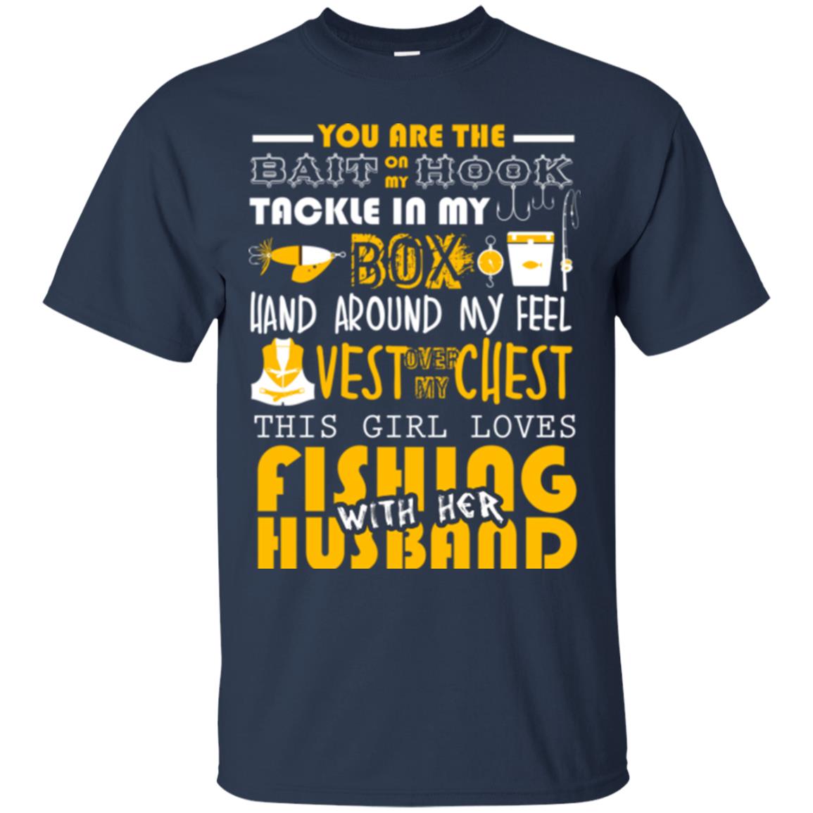 Fishing Lover T-shirt This Girl Loves Fishing With Her Husband Navy