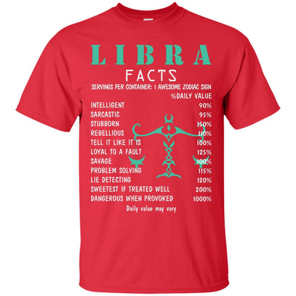 Libra Facts 1 Awesome Zodiac Sign Gift Shirt For Libra Horoscop Red