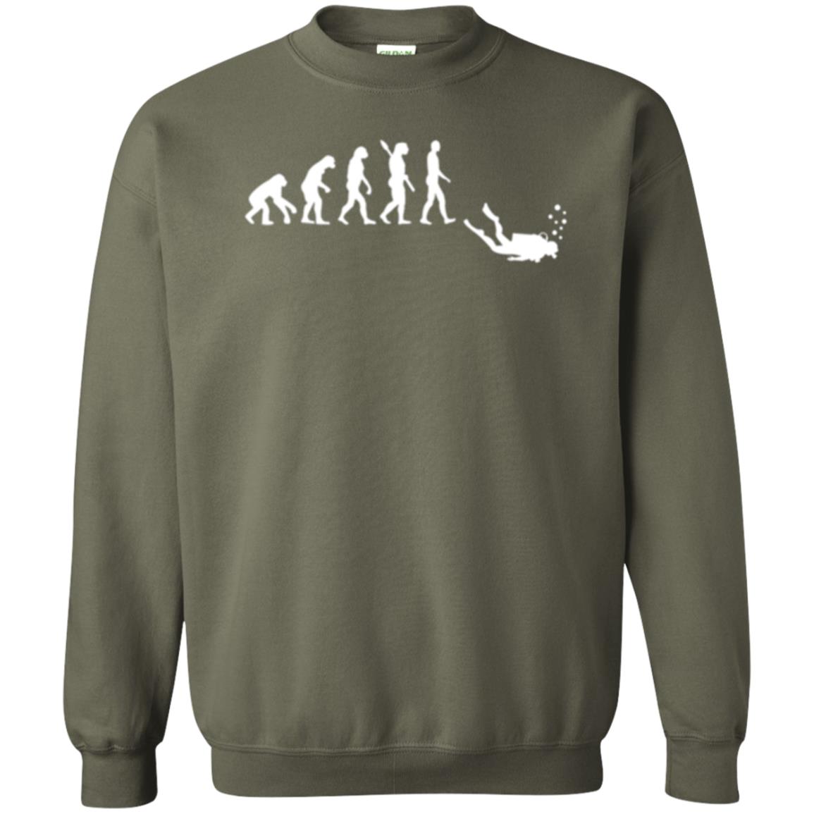 Evolution Of Man Funny Scuba Diving T-shirt Military Green