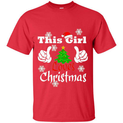 Funny Christmas This Girl Loves Christmas T-shirt Red