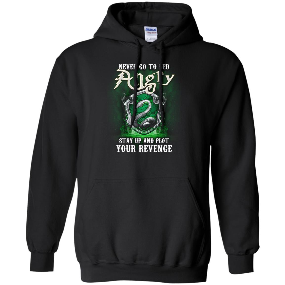 Never Go To Bed Angry Stay Up And Plot Your Revenge Slytherin House Harry Potter Fan Shirt Black