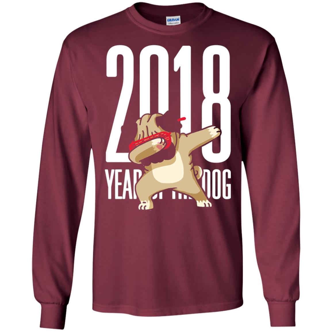 Dog Lover T-shirt 2018 Year Of The Dog Maroon