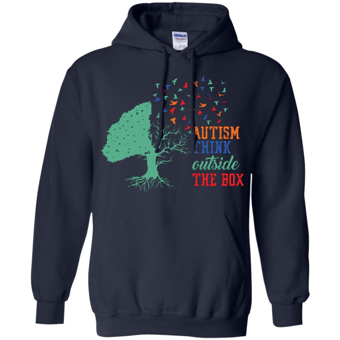 Autism Think Outside The Box Autism Awearness T-shirt Navy