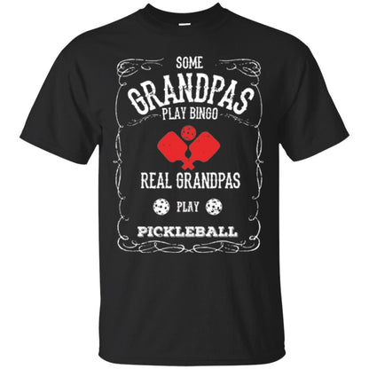 Papa T-shirt Real Grandpas Play Pickleball Black