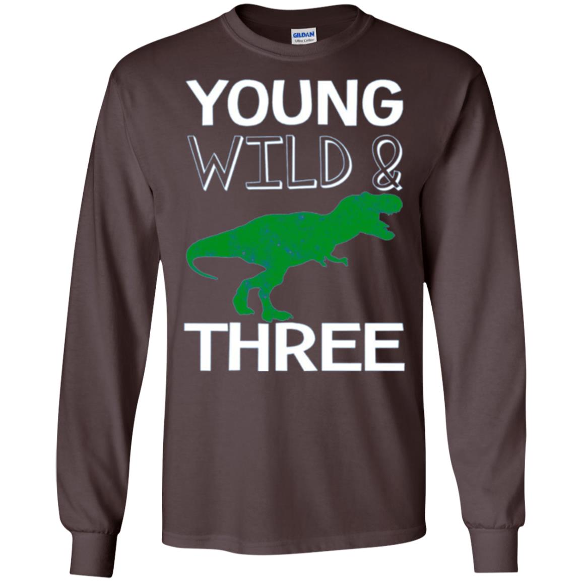 Dinosaur T-shirt Young Wild And Three Dark Chocolate