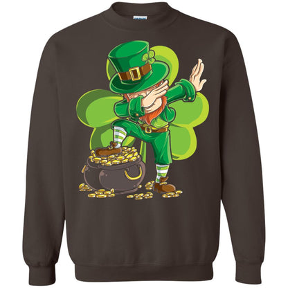 Dabbing Leprechaun St Patricks Day T-shirt Dark Chocolate