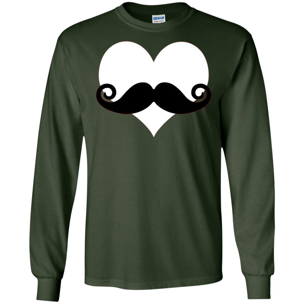 Mustache Heart Valentines Day T-shirt Forest Green