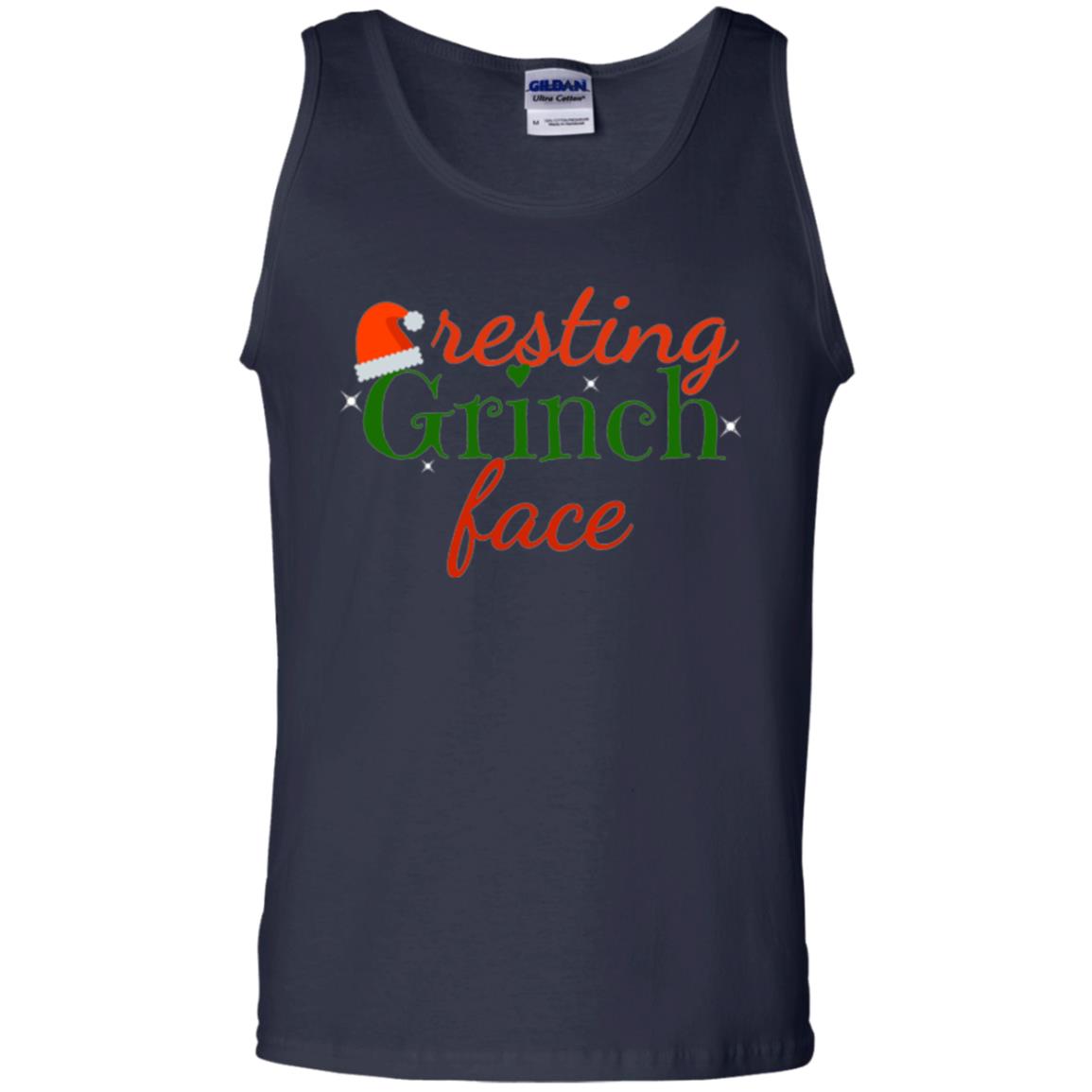 Funny Christmas T-shirt Resting Grinch Face Navy