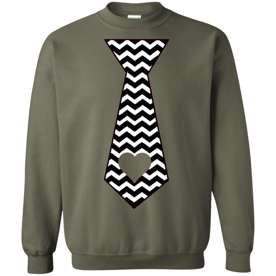 Valentines Day T-shirt Tie Heart Military Green