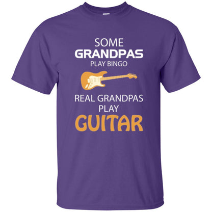 Papa T-shirt Some Grandpas Play Bingo Real Grandpas Play Guitar Purple