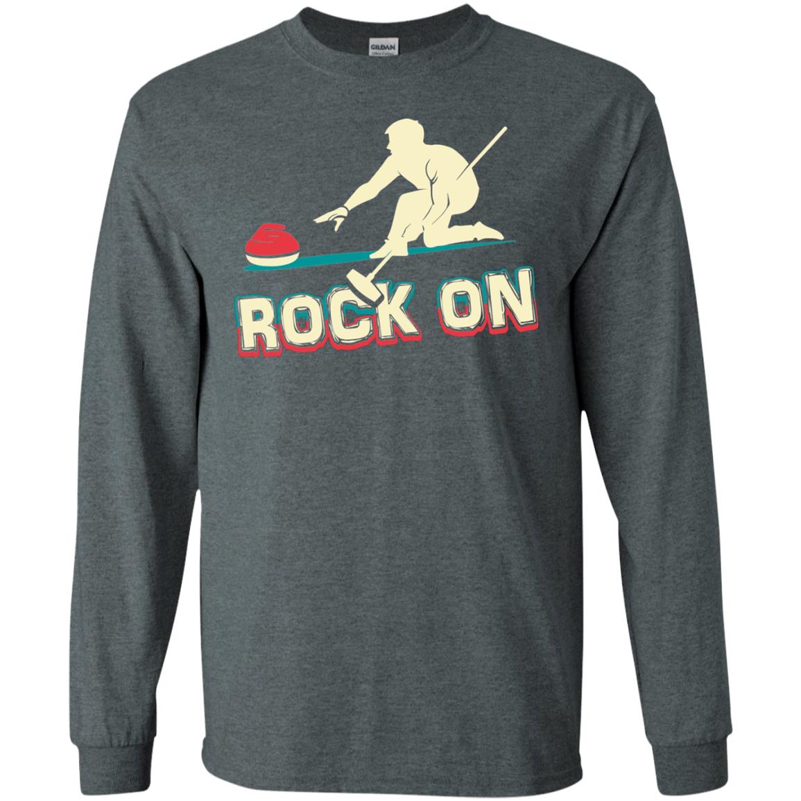 Curling Winter Lover T-shirt Rock On Curling Winter Sports Dark Heather