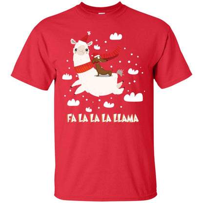 Fa La La La Llama With Dachshund X-mas Gift Shirt Red