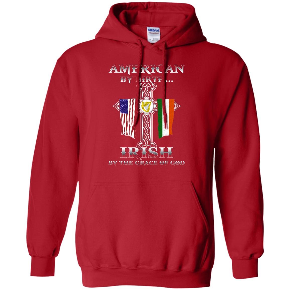 American By Birth Irish By The Grace Of God T-shirt Red
