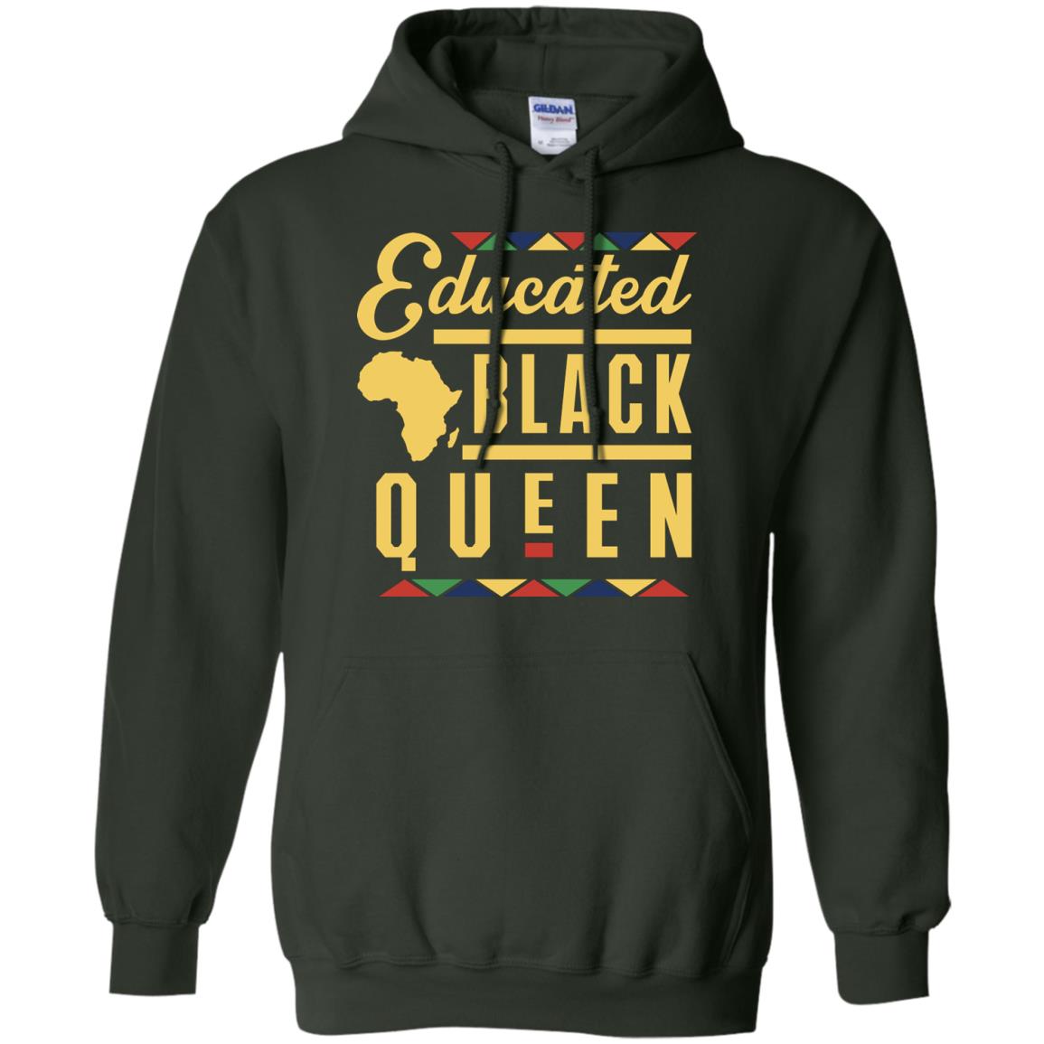 African American T-shirt Educated Black Queen Forest Green