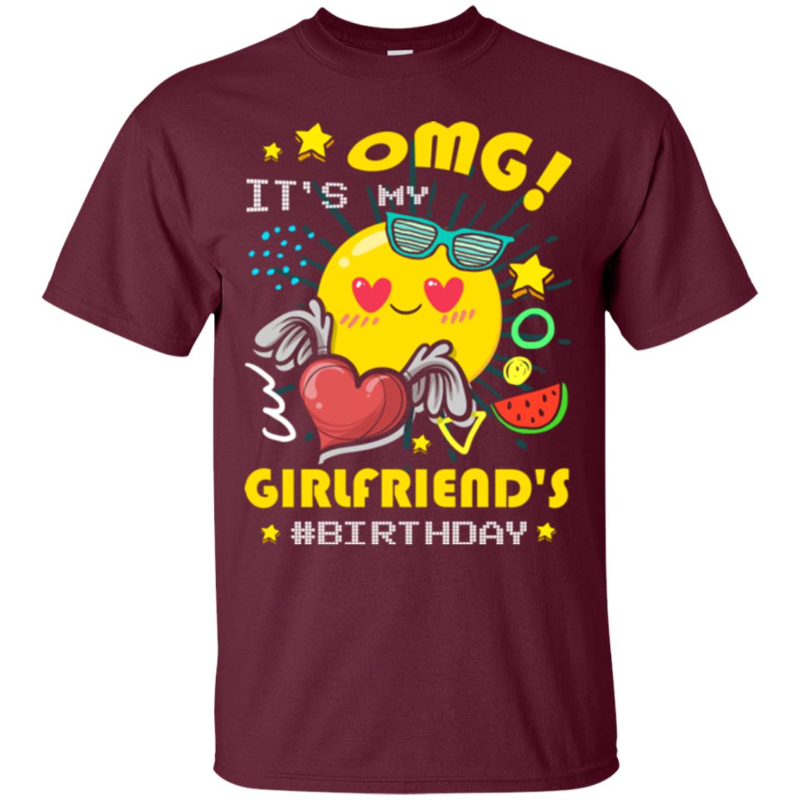 Boyfriend T-shirt Omg It's My Girlfriend's #birthday Maroon