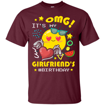 Boyfriend T-shirt Omg It's My Girlfriend's #birthday Maroon