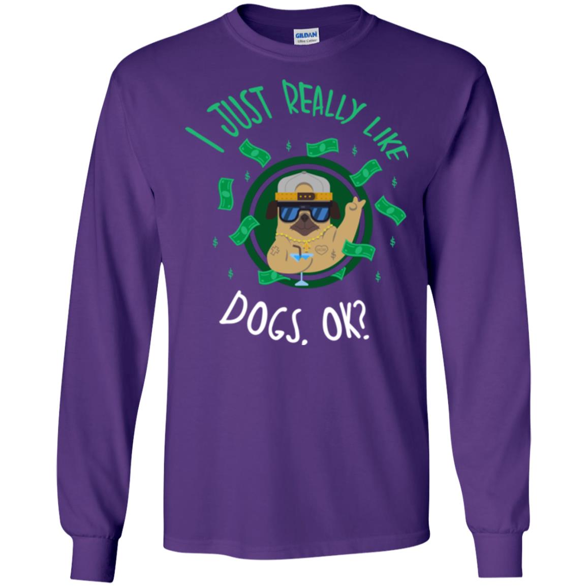 Dog Lover T-shirt I Just Really Like Dogs, Ok Purple