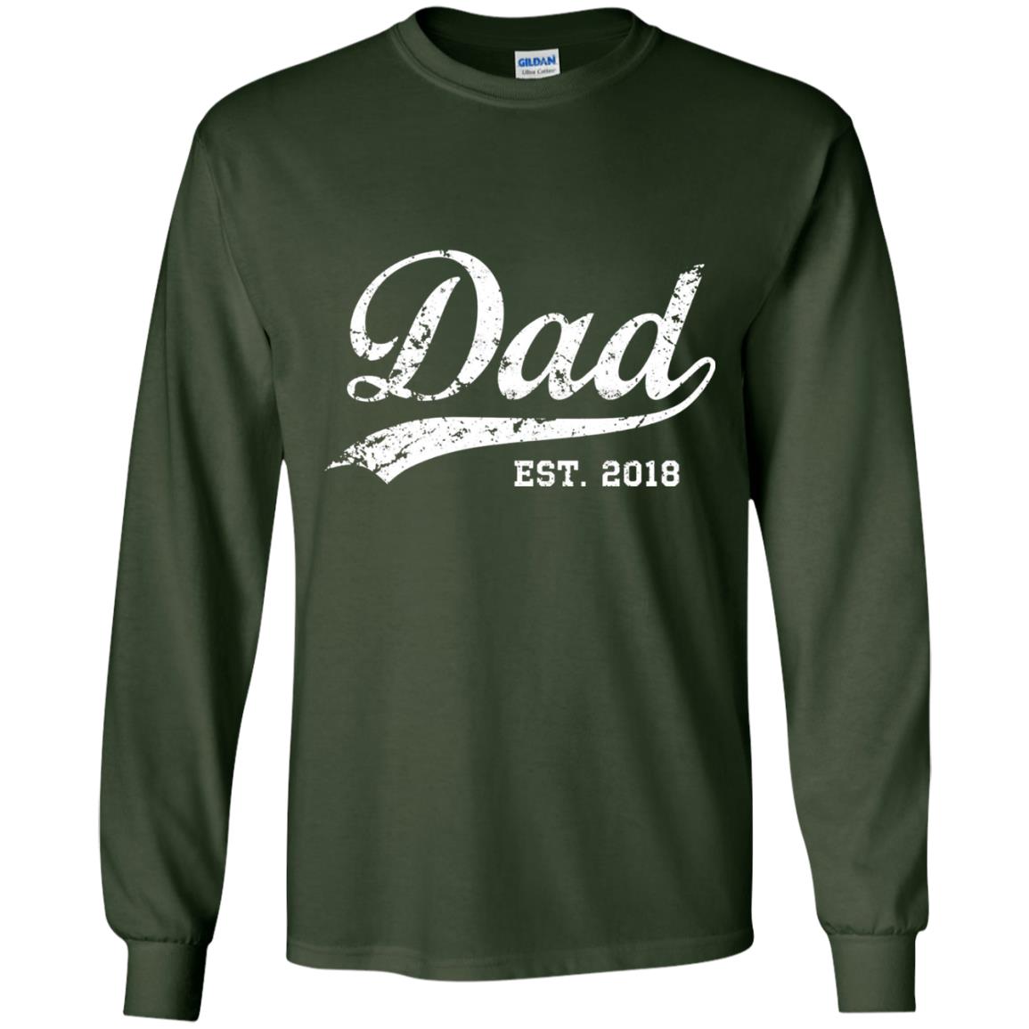 Dad Est. 2018 Vintage New Dad Daddy T-shirt Forest Green