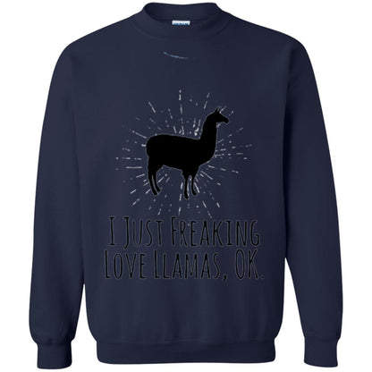 Funny Llama Lovers T-shirt I Just Freaking Love Llamas Ok Navy