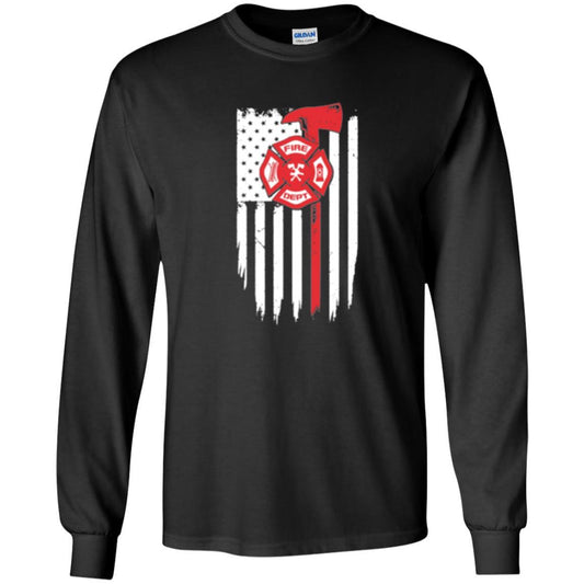 Firefighter T-shirt American Flag Proud Of Us Fireman Black