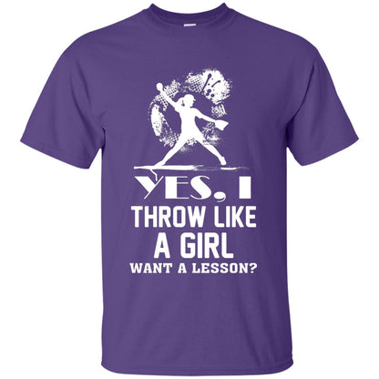 Yes, I Throw Like A Girl Want A Lesson Basebal T-shirt Purple
