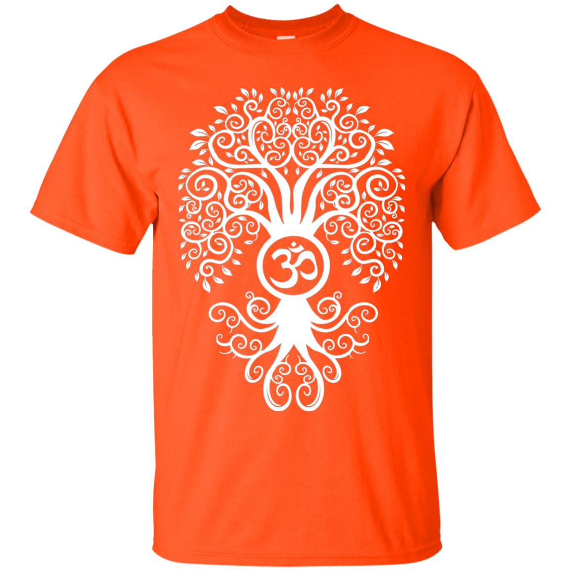 White Bodhi Tree Yoga Tshirt Orange