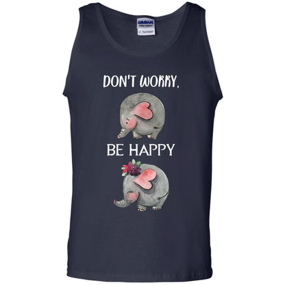 Don't Worry Be Happy Elephant Best Quote Shirt Navy