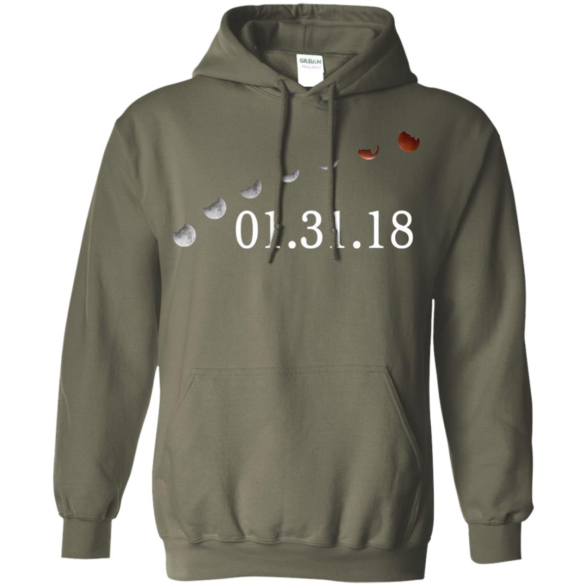 Usa Total Lunar Eclipse On January 31, 2018 T-shirt Military Green