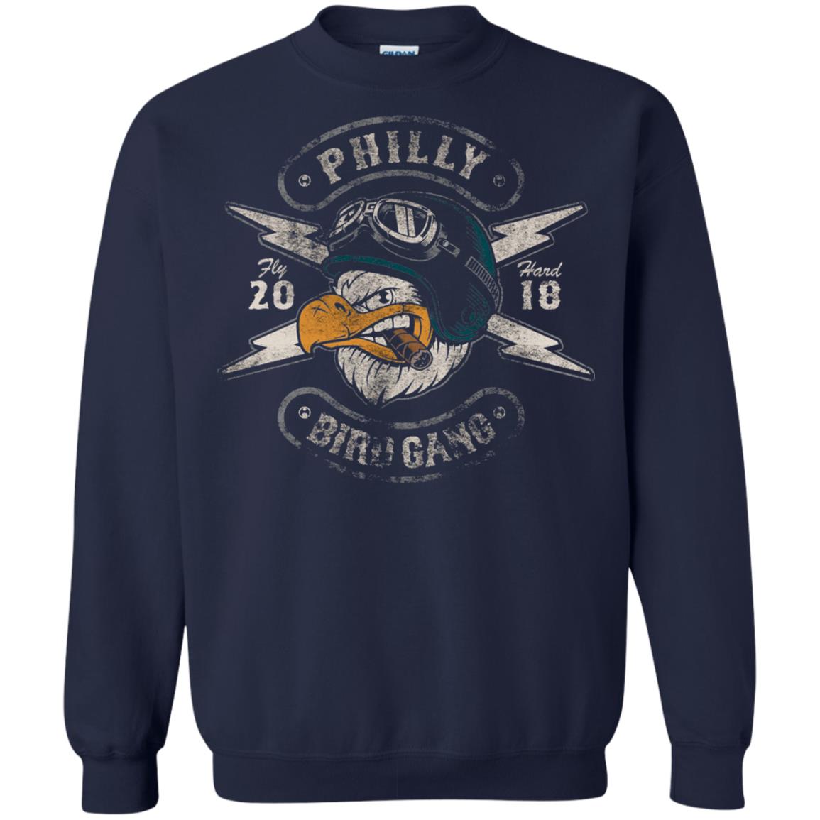 Bird Gang Eagles T-shirt Vintage Distressed Navy