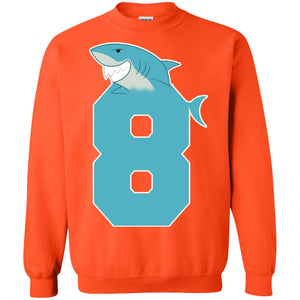 8th Birthday Shark Party ShirtG180 Gildan Crewneck Pullover Sweatshirt 8 oz.