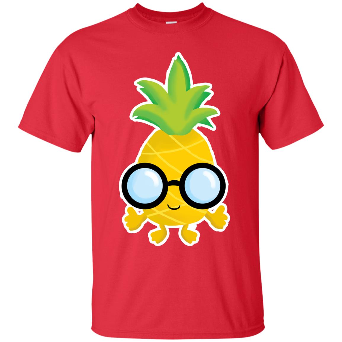 Funny Pineapple With Glasses For Boys Mens Shirt Red