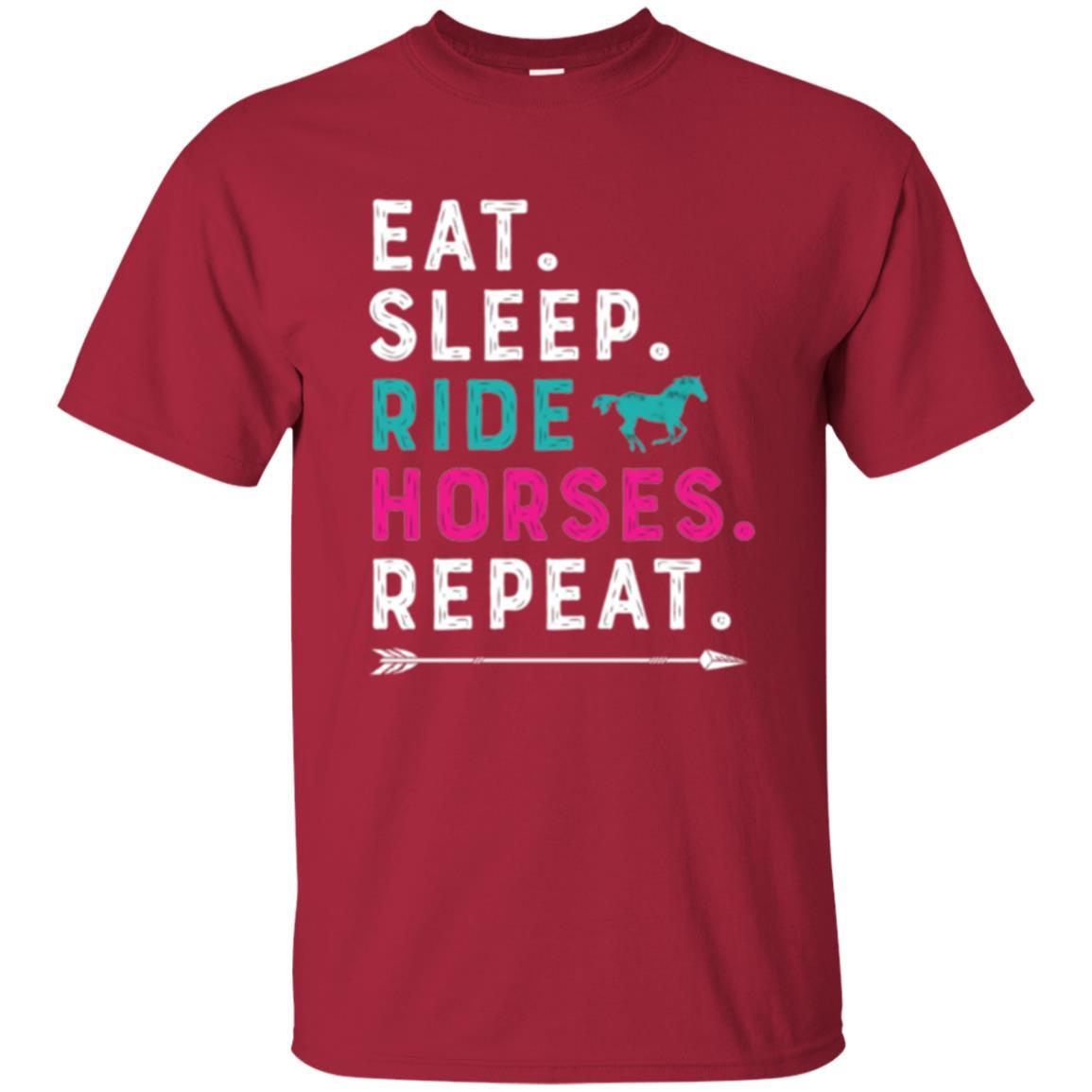 Horseback Riding T-shirt Eat Sleep Ride Horses Repeat Cardinal