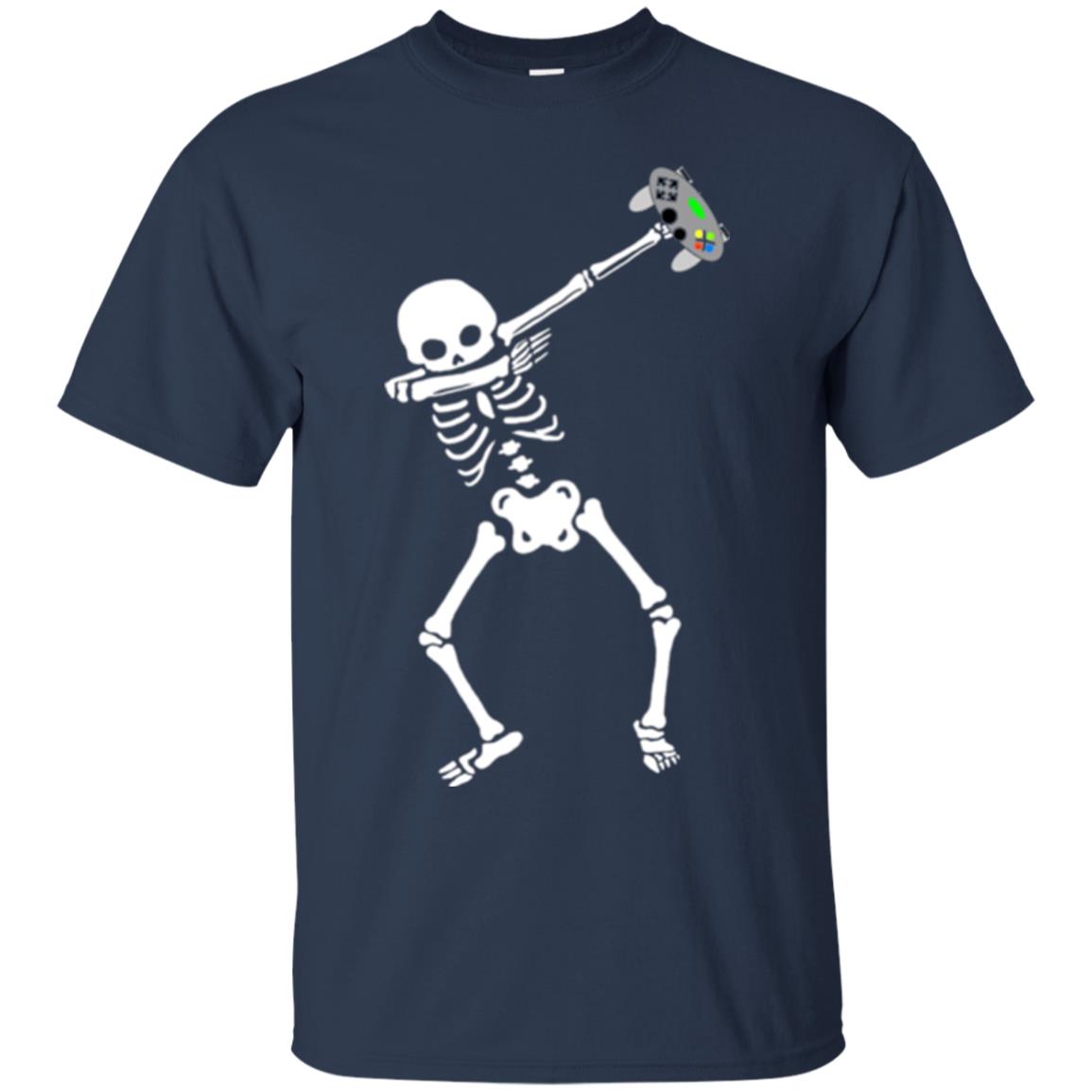 Gamer T-shirt Dabbing Skeleton Navy