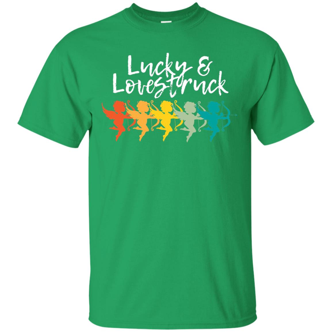Vintage Retro Valentine_s Lucky Lovestruck Tshirt Irish Green