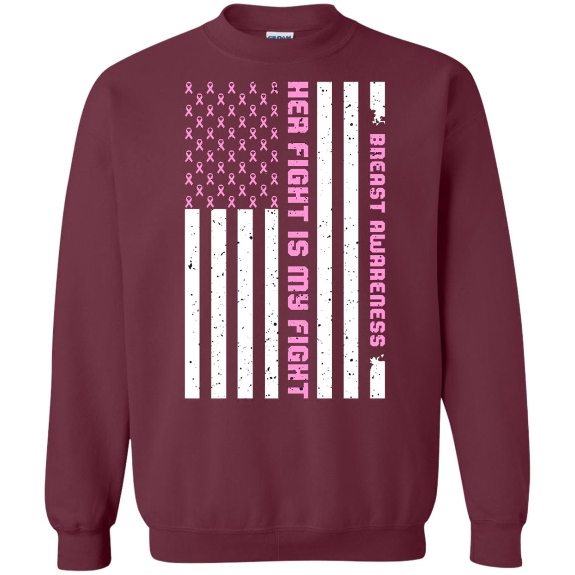 Breast Awareness His Fight Is My Fight Pink Ribbon Stars Flag Of Usa Shirt Maroon