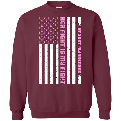 Breast Awareness His Fight Is My Fight Pink Ribbon Stars Flag Of Usa Shirt Maroon